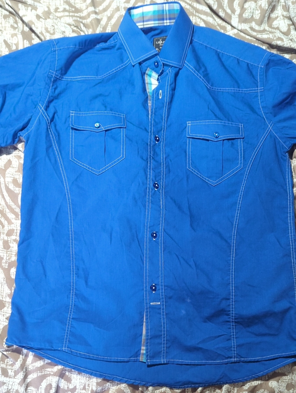 Blue Casual Button-Up Shirt